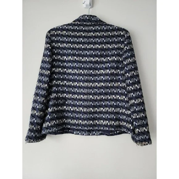 Doncaster Womens Single-Breasted Blazer Jacket Navy Blue Cotton-Silk Blend Sz 10 - Picture 3 of 9